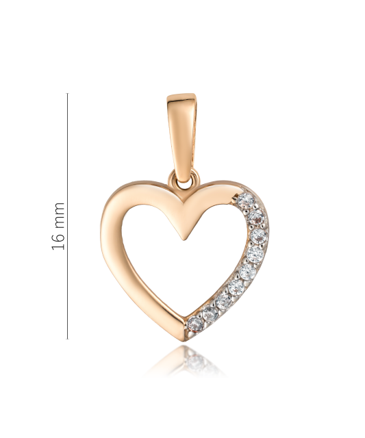 Gold pendant with zircons "heart"