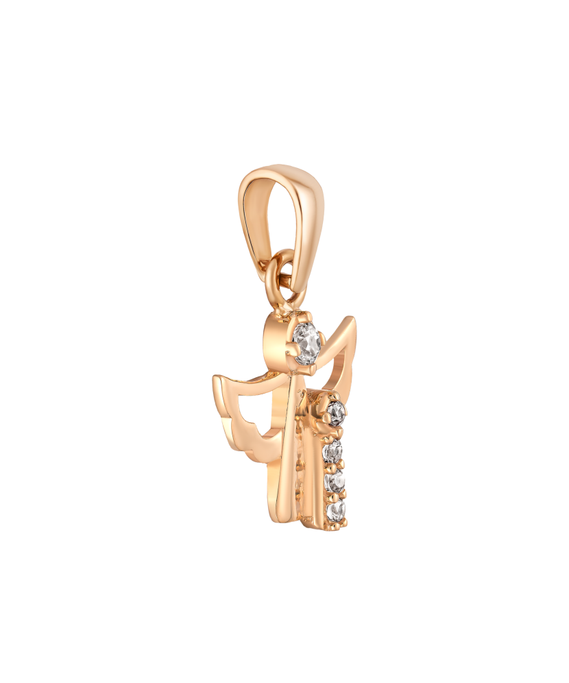 Gold pendant with zircons "cross"