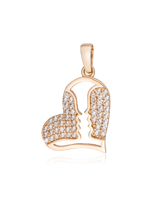 Gold pendant with zircons "heart"