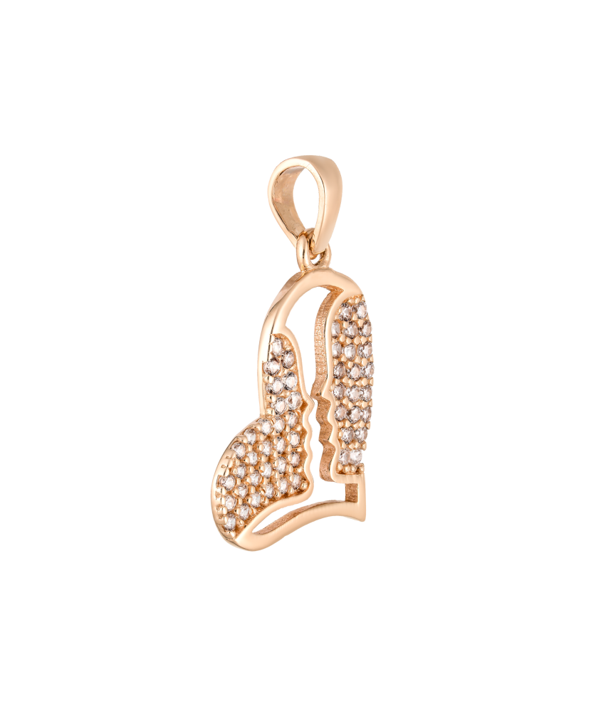 Gold pendant with zircons "heart"