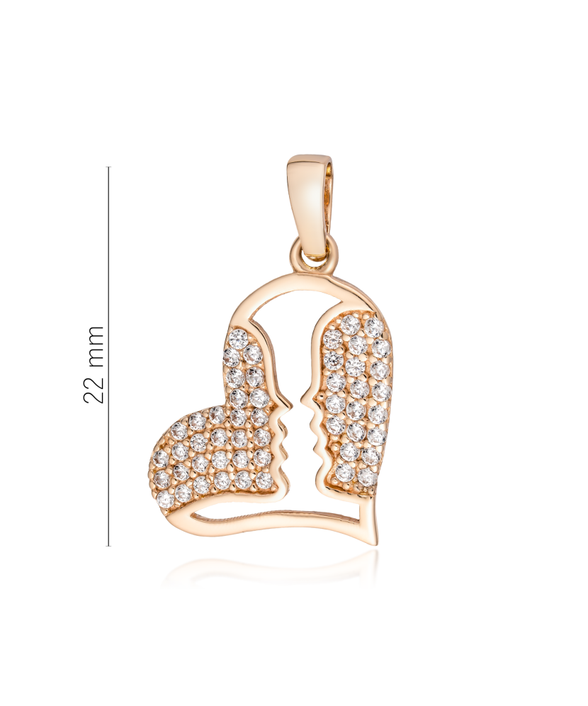 Gold pendant with zircons "heart"