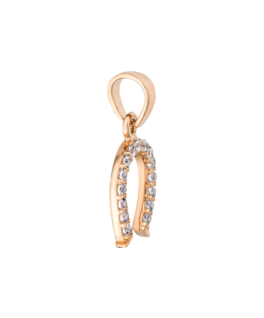 Gold pendant with zircons "horseshoe"