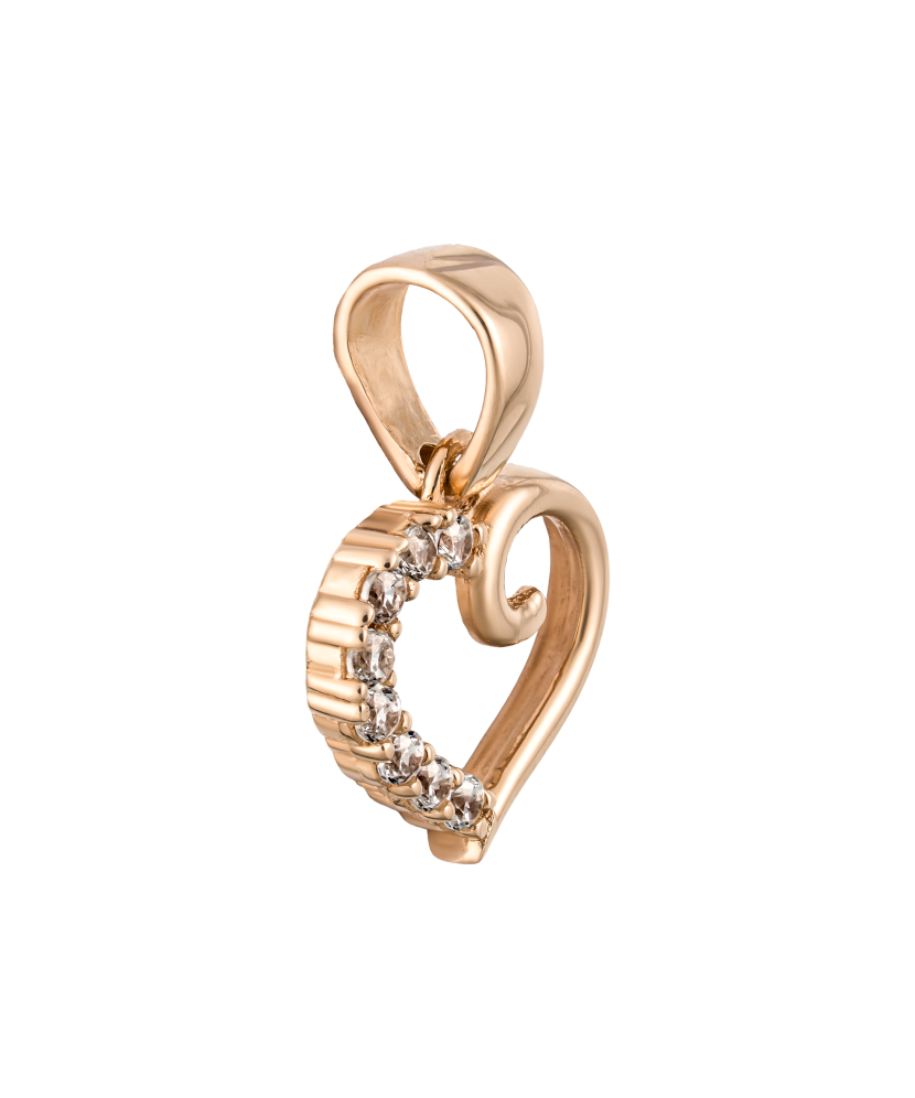 Gold pendant with zircons "heart"