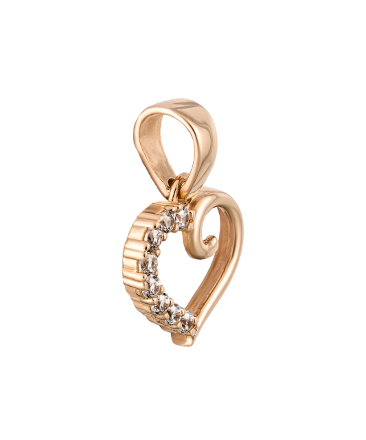 Gold pendant with zircons "heart"