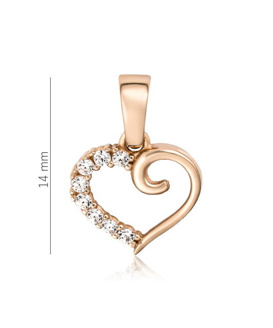Gold pendant with zircons "heart"