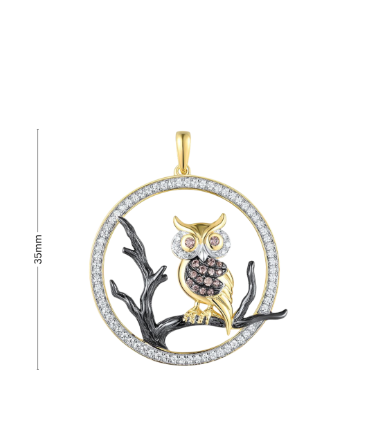 Gilded sterling silver pendant with zircons