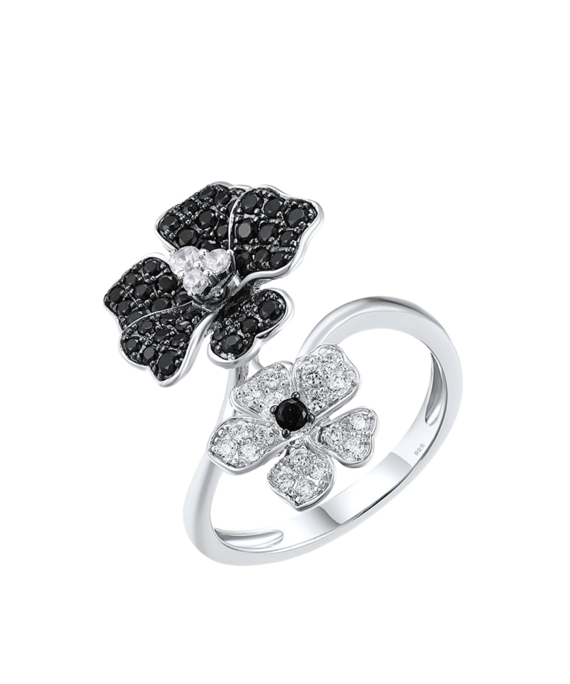 Sterling silver ring with zircons and spinels