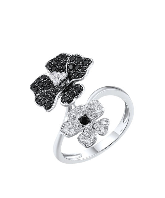 Sterling silver ring with zircons and spinels