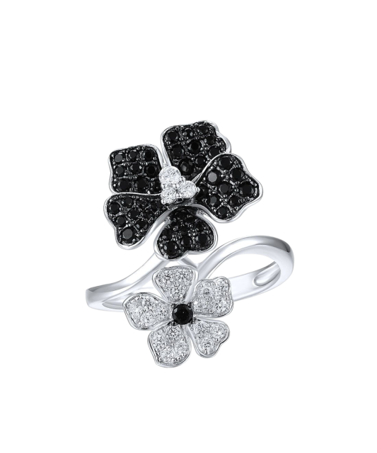 Sterling silver ring with zircons and spinels