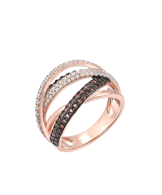 Gilded Sterling silver ring with zircons and spinels