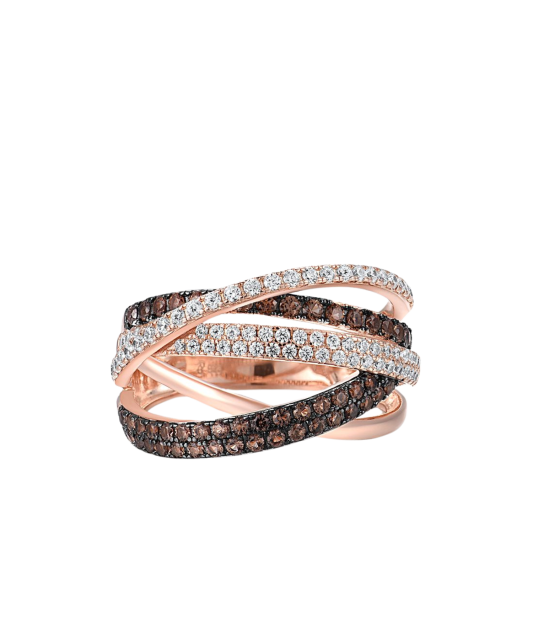 Hopeinen kullattu sormus zirkoneilla ja spinellillä