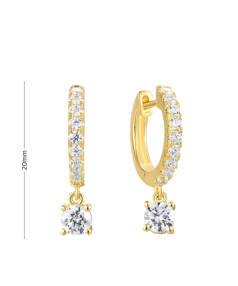 Gilded sterling silver earrings with zircons