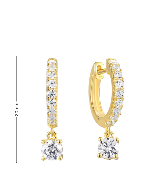 Gilded sterling silver earrings with zircons