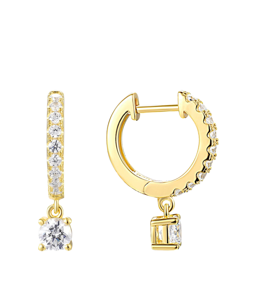 Gilded sterling silver earrings with zircons