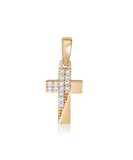 Gold pendant with zircons "cross"