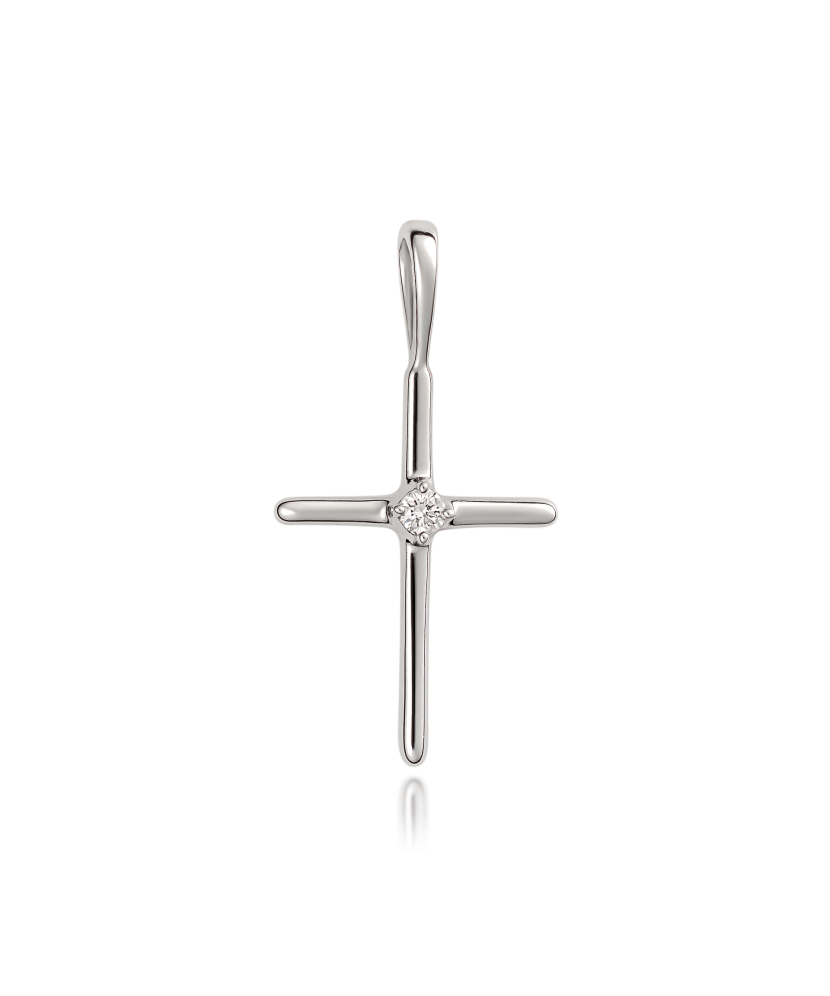White gold chain with diamonds "Cross"
