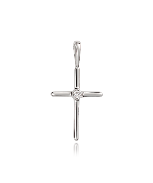 White gold chain with diamonds "Cross"