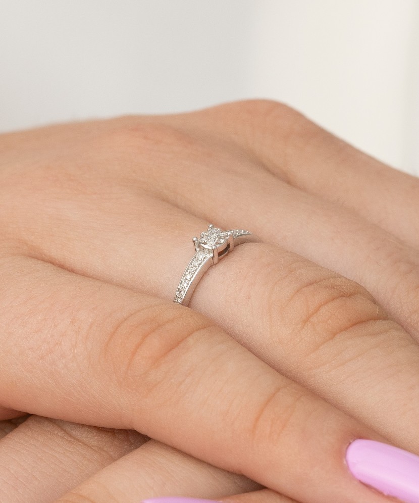 White gold ring with diamonds