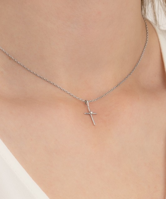 White gold chain with diamonds "Cross"