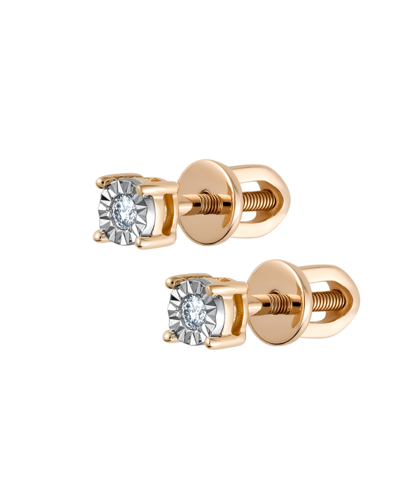Gold earrings with diamonds