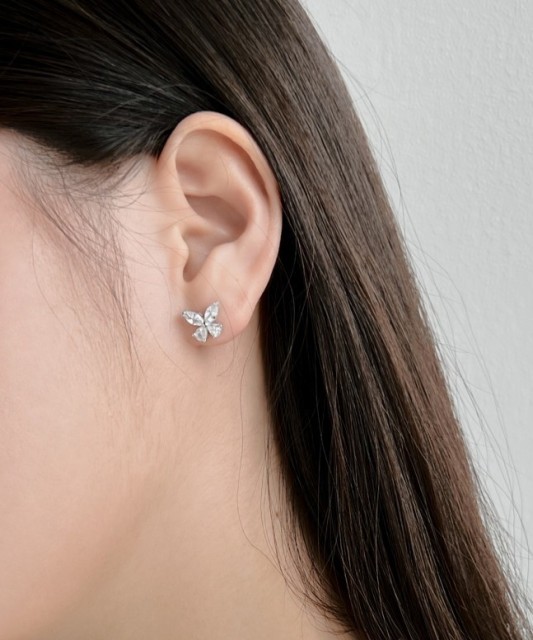 Sterling silver earrings with zircons "Butterflies"