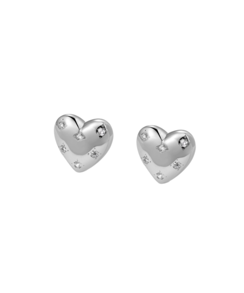 Sterling silver earrings with zircons "Heart"