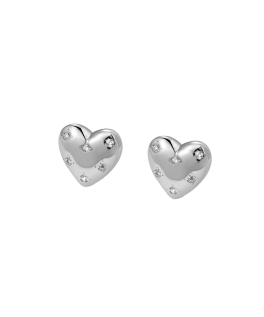 Sterling silver earrings with zircons "Heart"