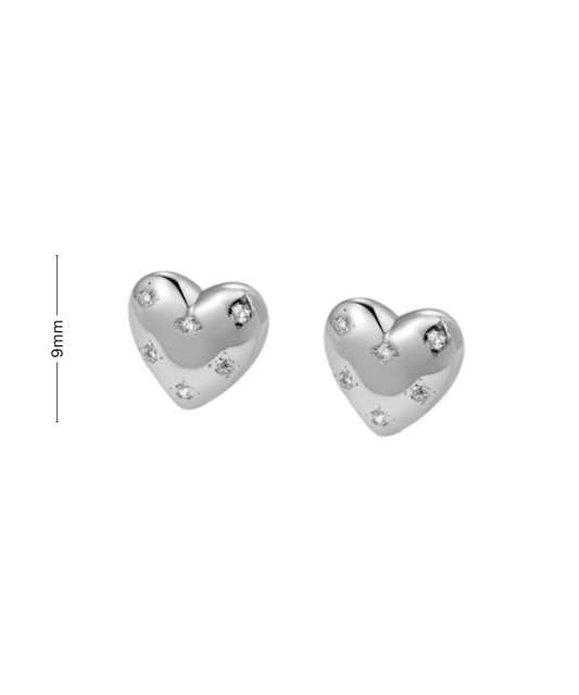 Sterling silver earrings with zircons "Heart"