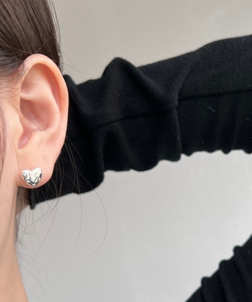 Sterling silver earrings with zircons "Heart"