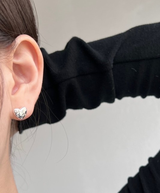 Sterling silver earrings with zircons "Heart"