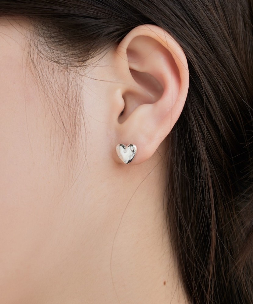Sterling silver earrings with zircons "Heart"