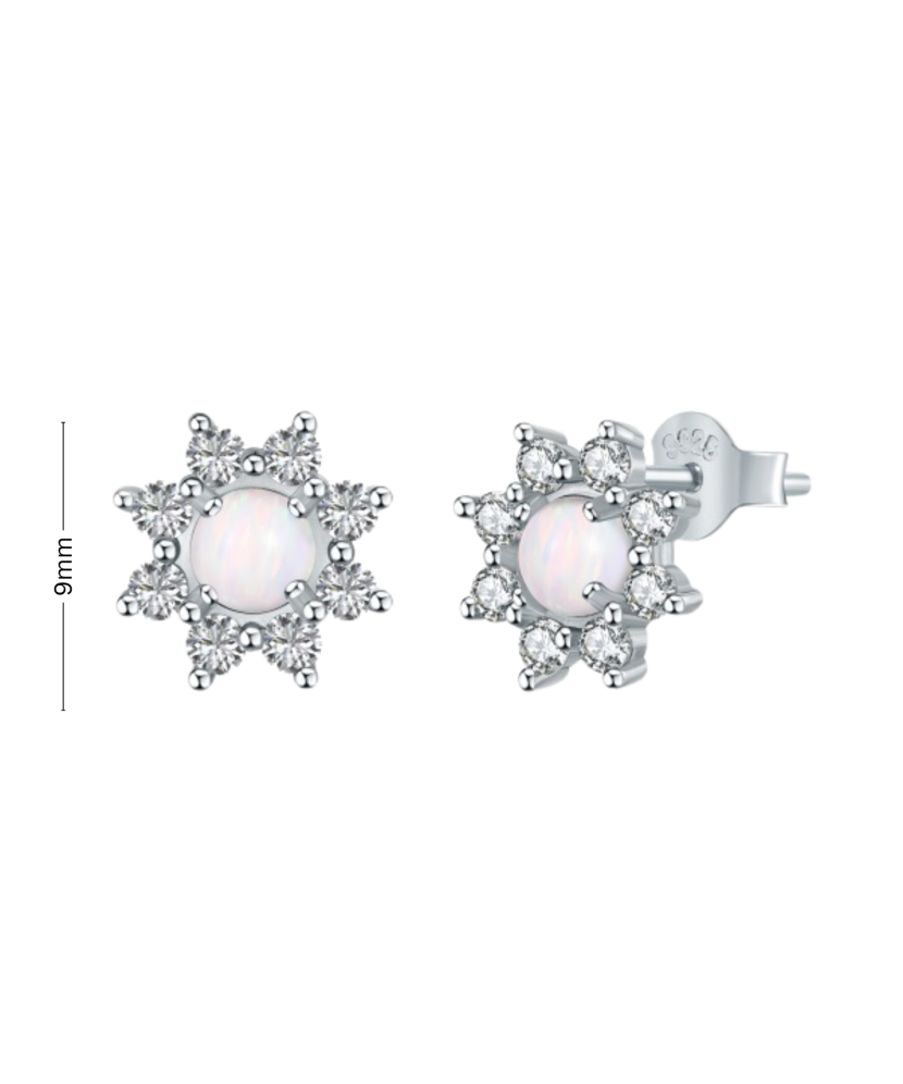 Sterling silver earrings with opal and zircons