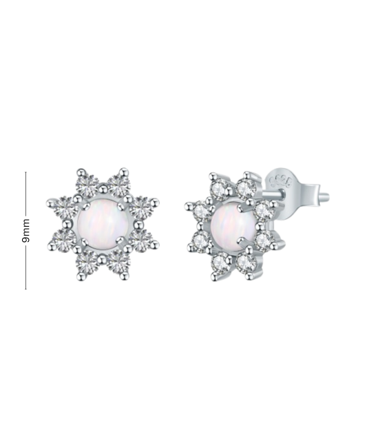 Sterling silver earrings with opal and zircons