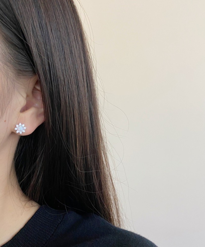 Sterling silver earrings with opal and zircons