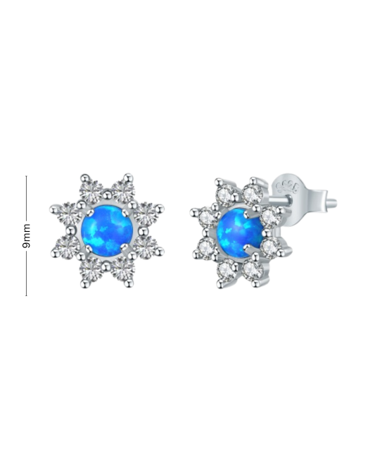 Sterling silver earrings with opal and zircons