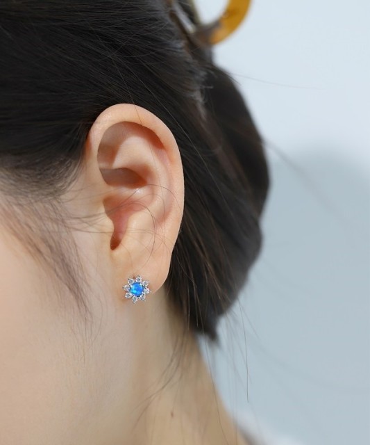 Sterling silver earrings with opal and zircons