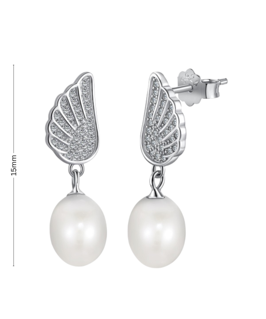 Sterling silver earrings with zircons and pearls