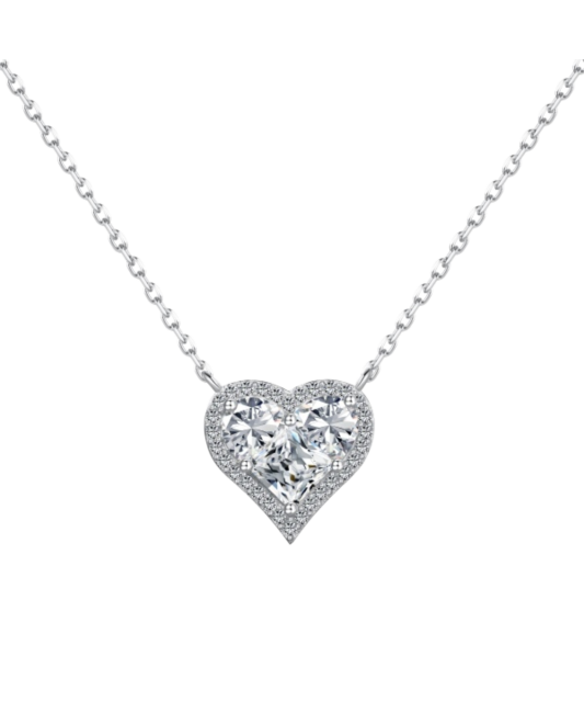 Hopeinen ketju zirkoniriipuksella "sydän"