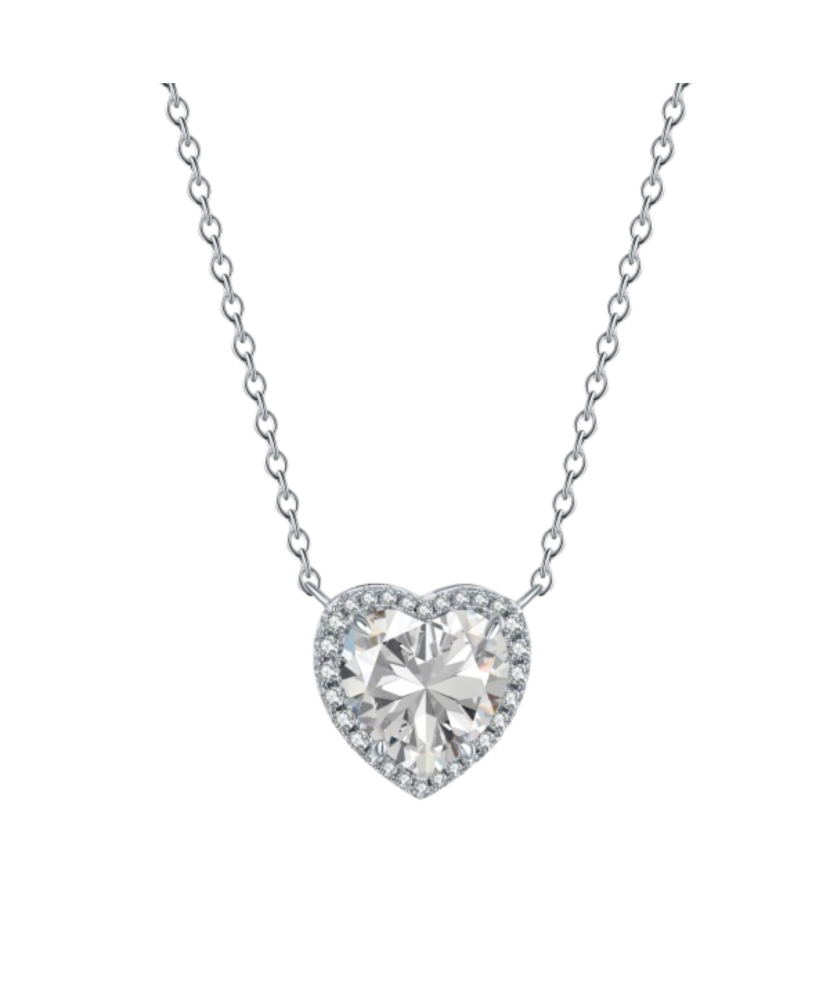 Sterling silver chain with zirconium pendant "heart"