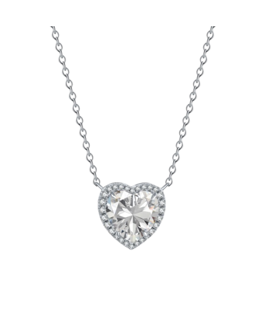 Sterling silver chain with zirconium pendant "heart"