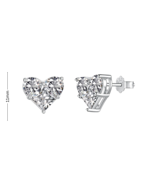 Sterling silver earrings with zircons "Heart"