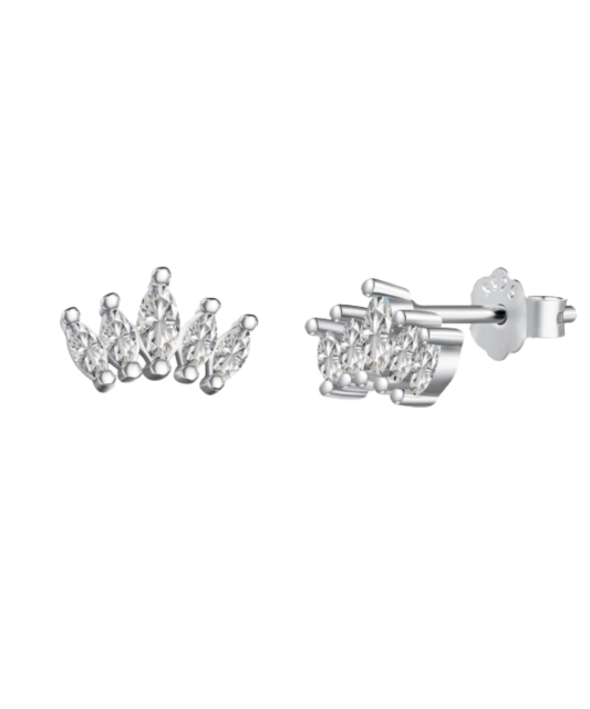 Sterling silver earrings with zircons "crown"