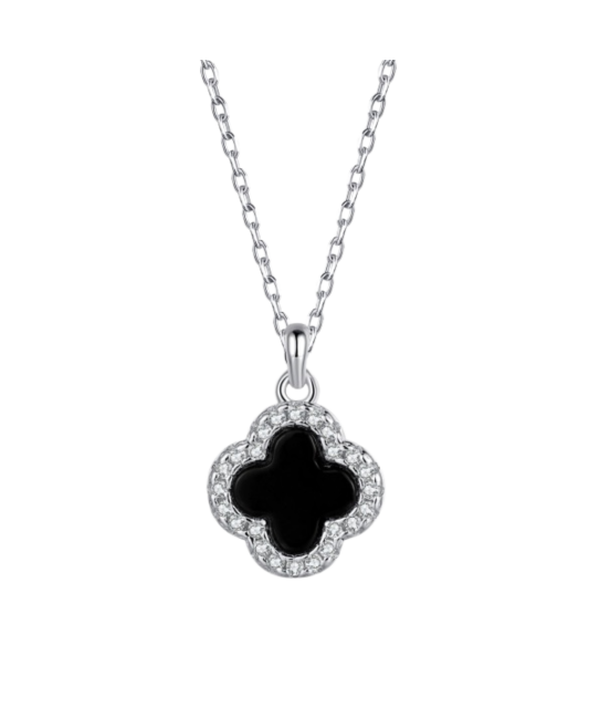 Sterling Silver chain with enamel and zircon pendant