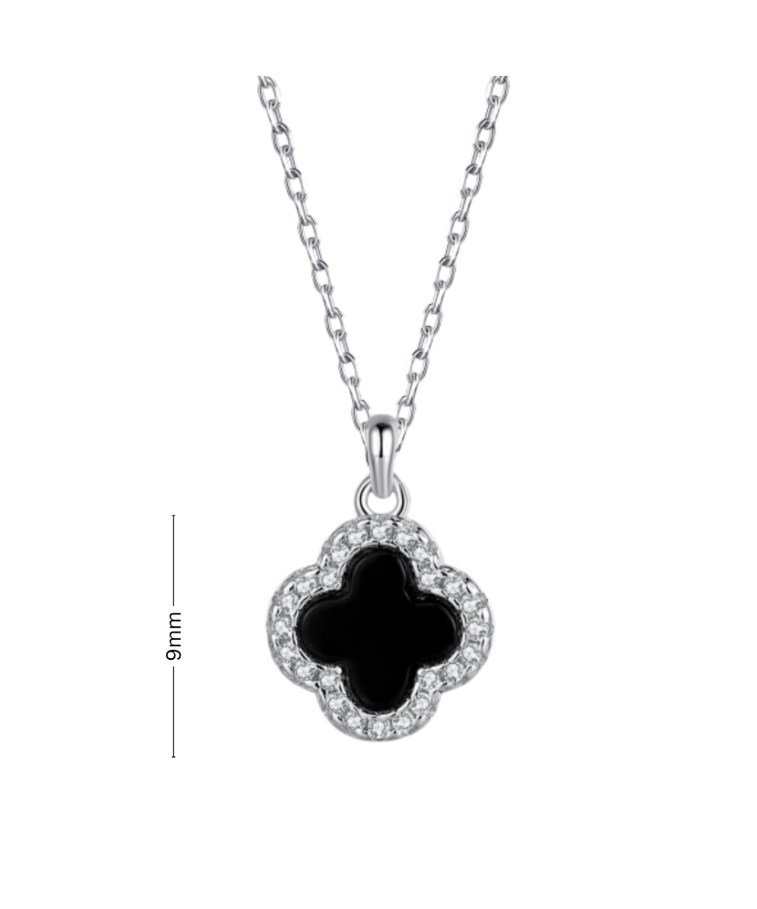 Sterling Silver chain with enamel and zircon pendant