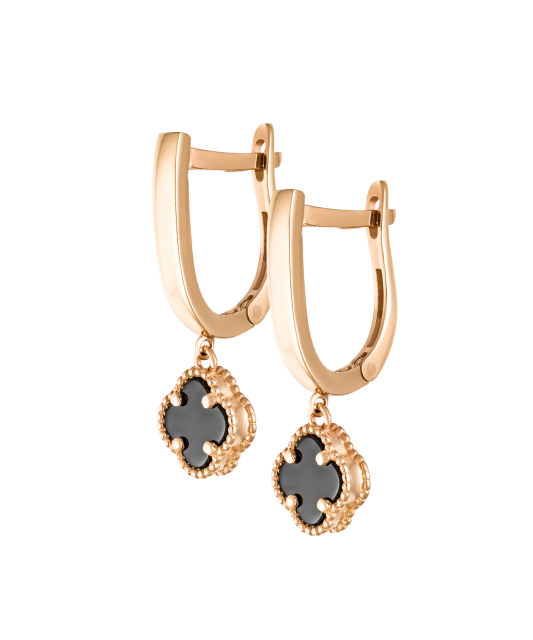 Gold earrings with onyx