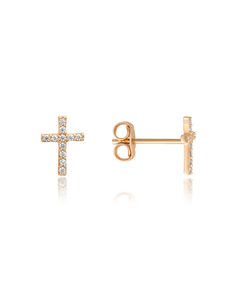 Gold earrings with zircons