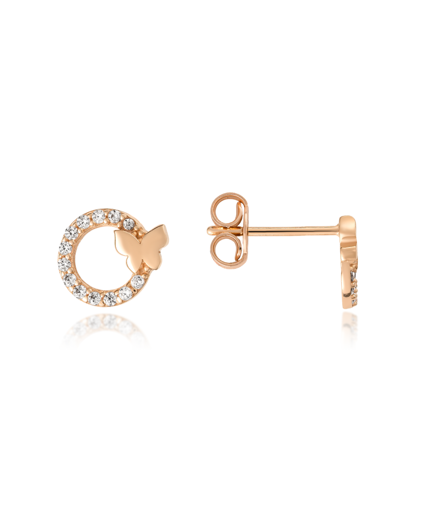 Kultaiset korvakorut zirkoneilla "Perhosia"