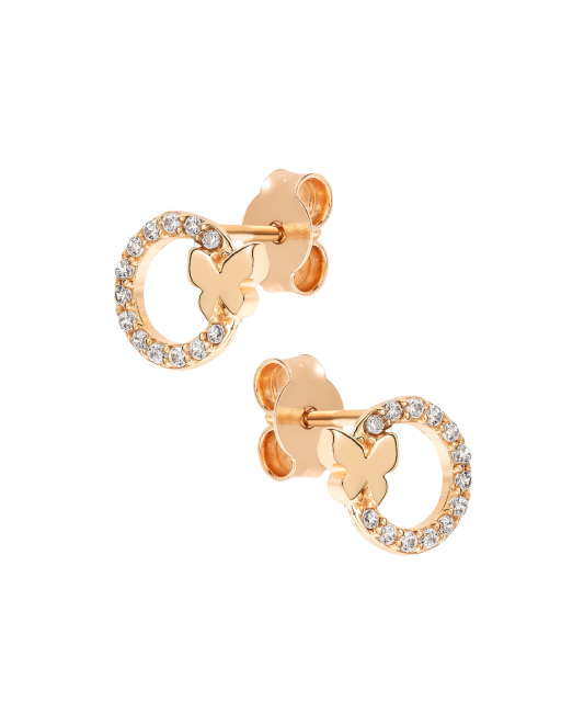 Gold earrings with zircons "Butterflies"