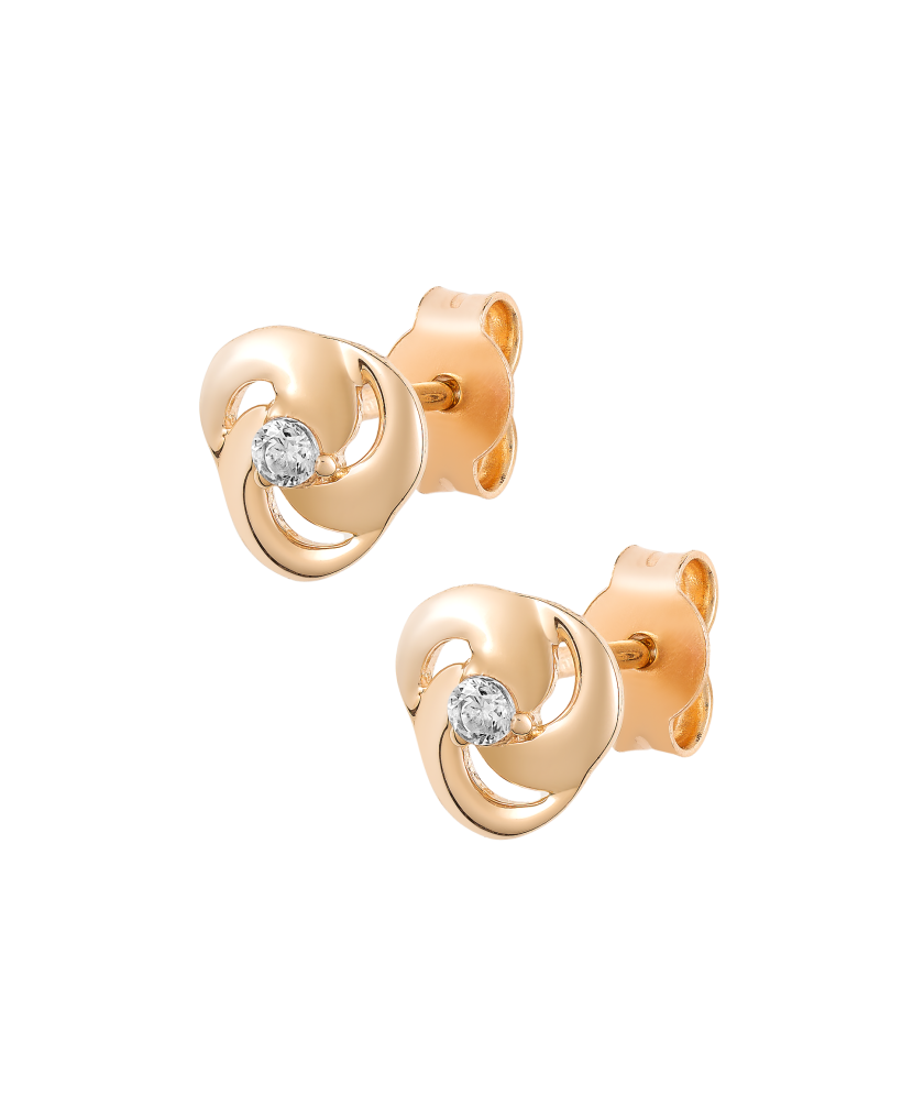 Gold earrings with zircons