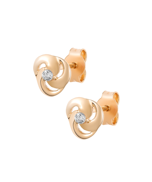 Gold earrings with zircons